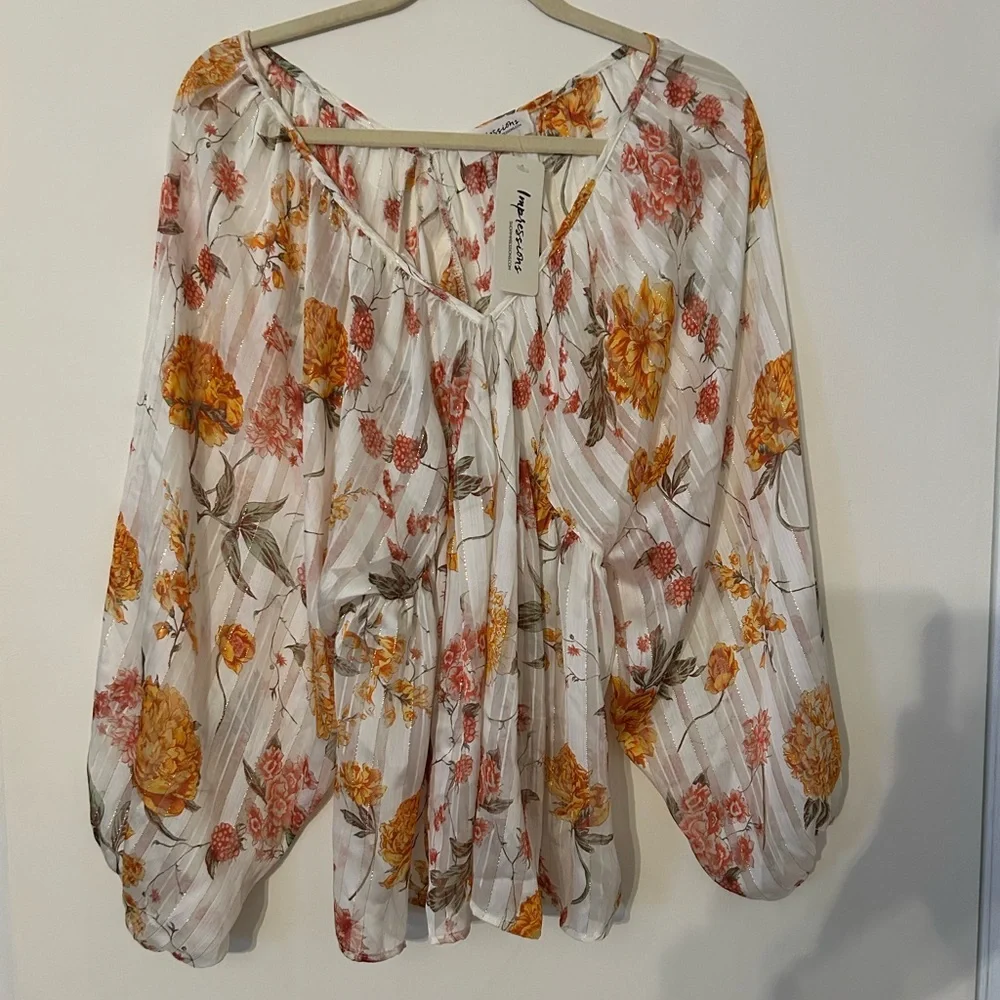 Shop impressions sheer floral blouse. Size M - Picture 1 of 4